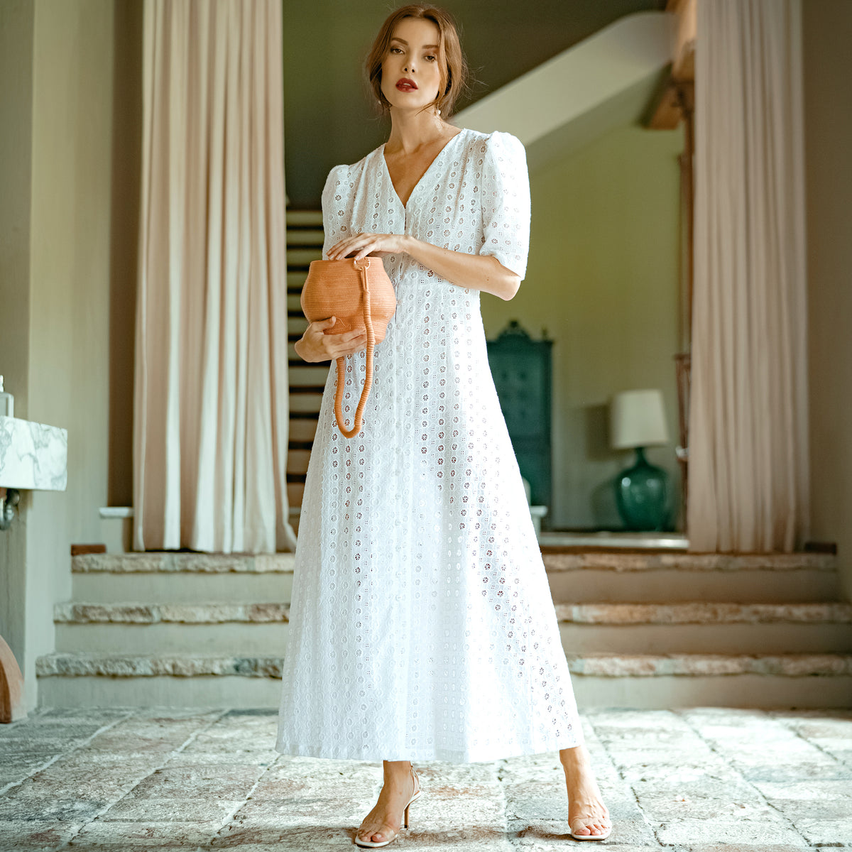 The Olympia Embroidered Cotton Dress Medium The Olympia Embroidered Cotton Dress Medium