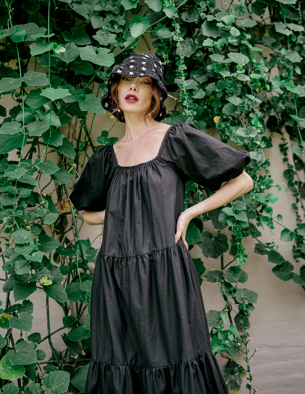 ROSEMARY Cotton Prairie Dress, in Black S/M ROSEMARY Cotton Prairie Dress, in Black S/M