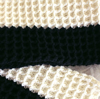 Waffle Cotton Crochet Scarf in Black, Holiday gifts