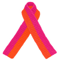 Waffle Cotton Crochet Knit Scarf in Hot Pink & Orange, Holiday gift