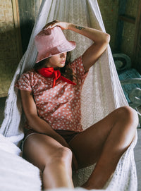 Handmade Beach Bucket Hat In Salt Pink for Summer Beach Trip, Vacation Hat, Poolside Hat. Packable and Quick Dry.
