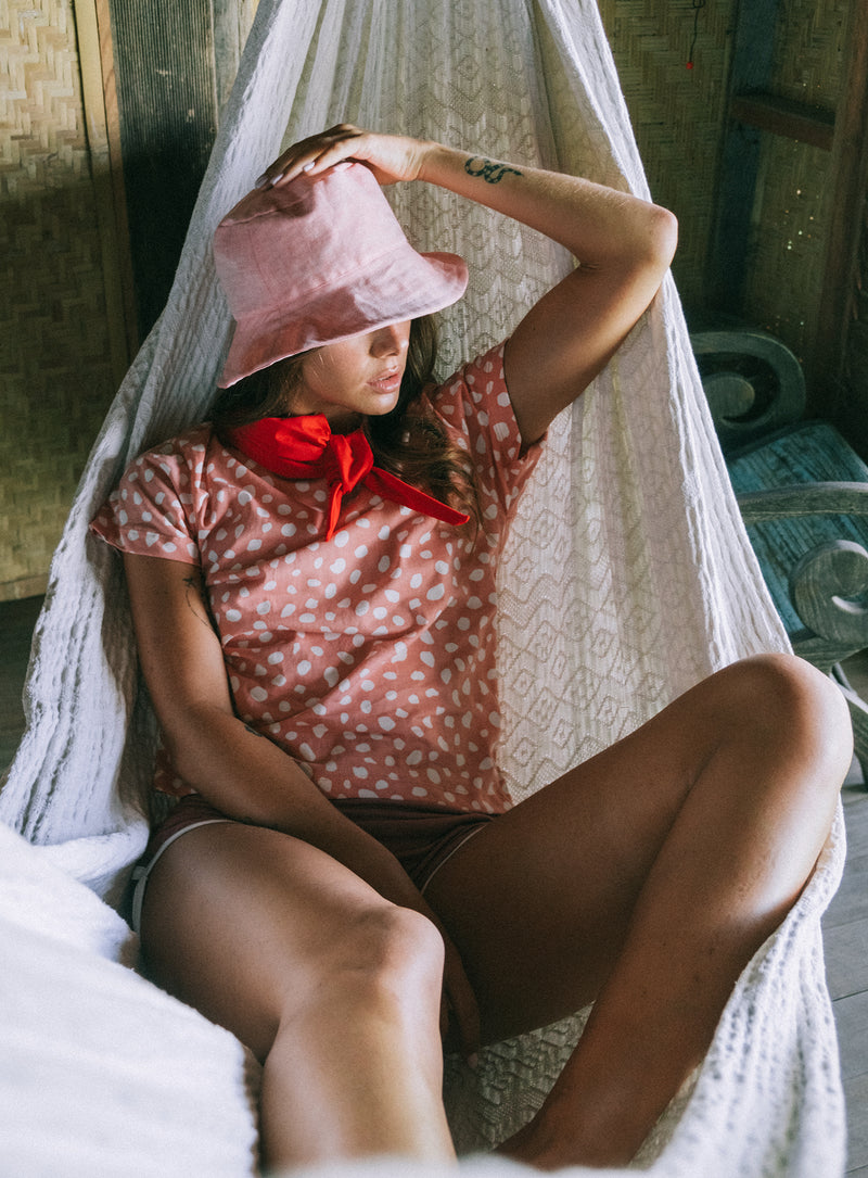 Handmade Beach Bucket Hat In Salt Pink for Summer Beach Trip, Vacation Hat, Poolside Hat. Packable and Quick Dry.