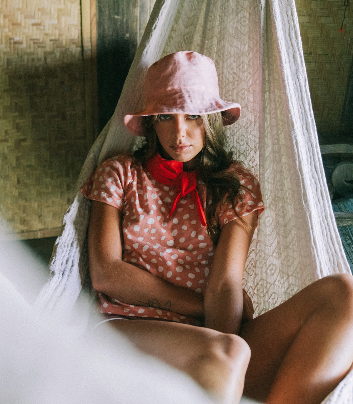 Handmade Beach Bucket Hat In Salt Pink for Summer Beach Trip, Vacation Hat, Poolside Hat. Packable and Quick Dry.