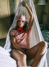 Handmade Beach Bucket Hat In Salt Pink for Summer Beach Trip, Vacation Hat, Poolside Hat. Packable and Quick Dry.